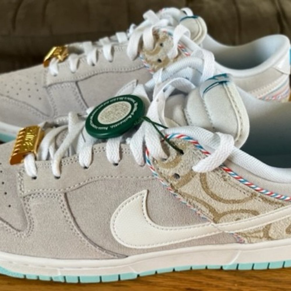 Gray Adult New Men's Size 11.5 (Nike Dunk Low Retro Whisper White chili Red)